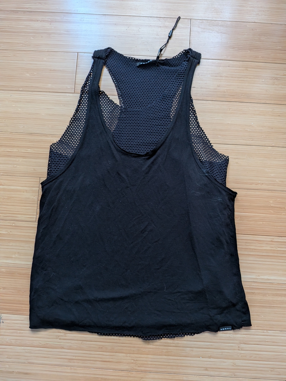 Koral black 2-layered tank top with mesh inside layer Mesh-Back Racer Tank, Sm